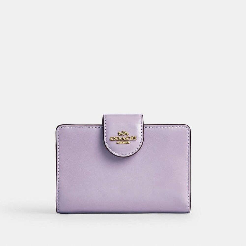 Coach Medium Corner Zip Pocket Wallet CFA16 Lilac Purple Shiny Nappa Leather